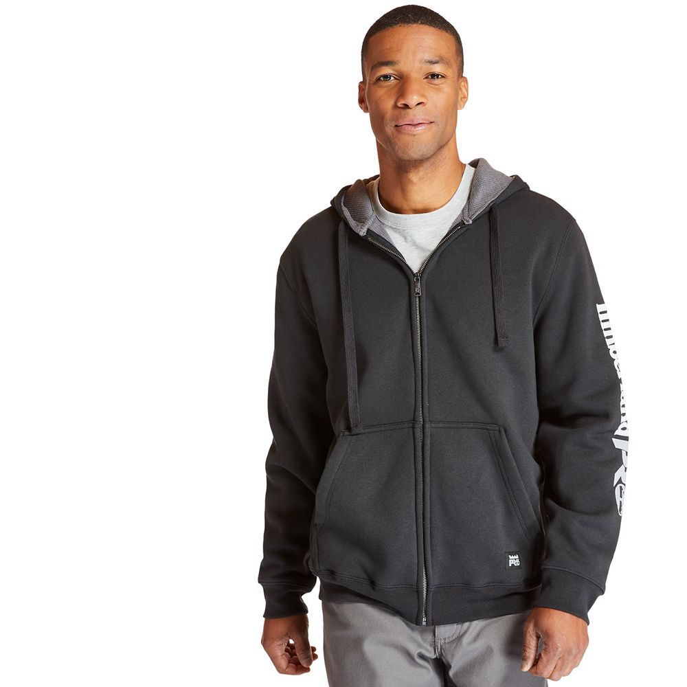 Timberland Φουτερ Ανδρικα Μαυρα - Pro® Hood Honcho Full-Zip Hoodie - Greece 7462105-YN